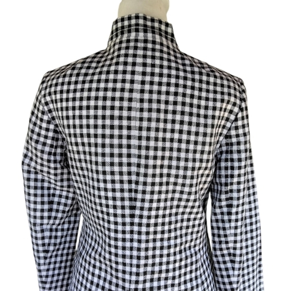 Talbots Wesley Linen Cotton Blend Notched Collar Gingham Blazer Size 2 - Picture 6 of 9
